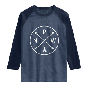 PNW Bigfoot Crossed Arrows Pacific Northwest Pride Raglan Shirt