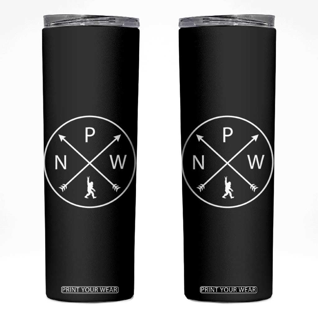 PNW Bigfoot Crossed Arrows Pacific Northwest Pride Skinny Tumbler TS12 Black Print Your Wear