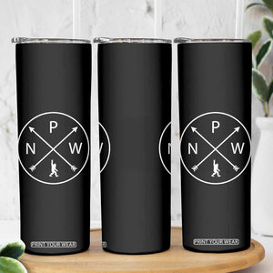 PNW Bigfoot Crossed Arrows Pacific Northwest Pride Skinny Tumbler