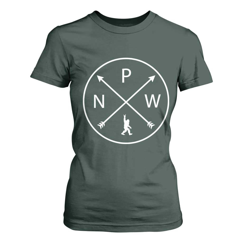 PNW Bigfoot Crossed Arrows Pacific Northwest Pride T Shirt For Women