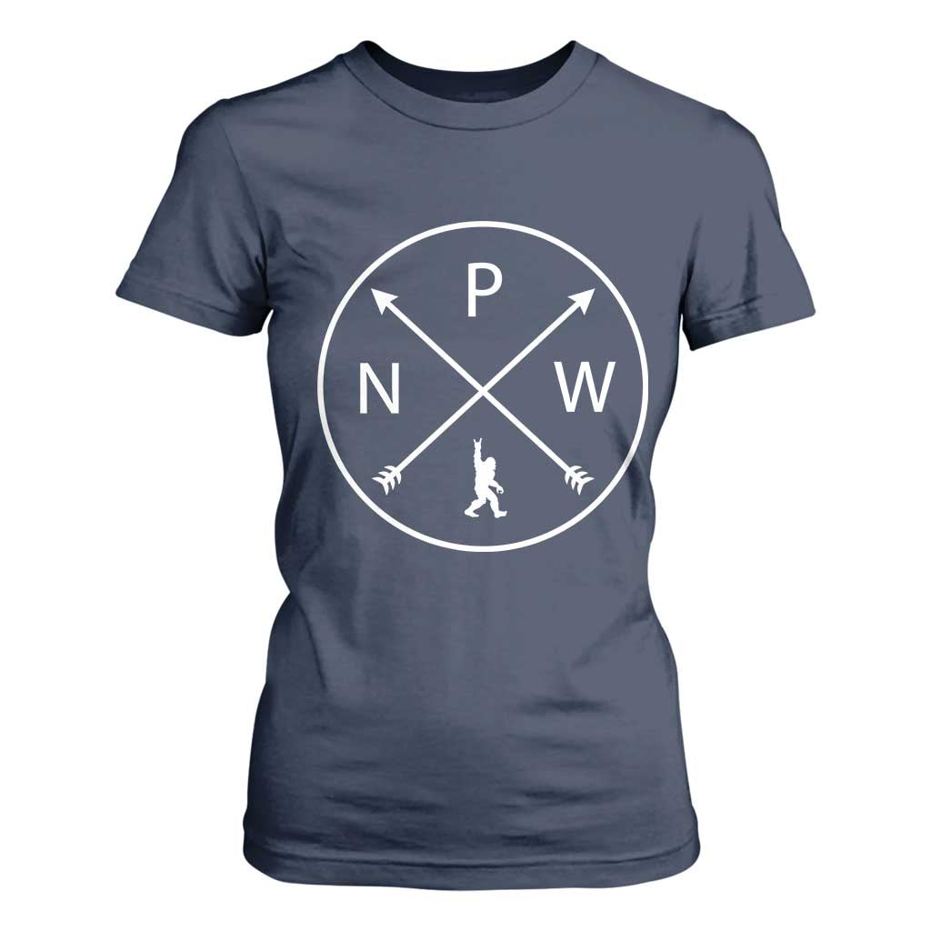 PNW Bigfoot Crossed Arrows Pacific Northwest Pride T Shirt For Women