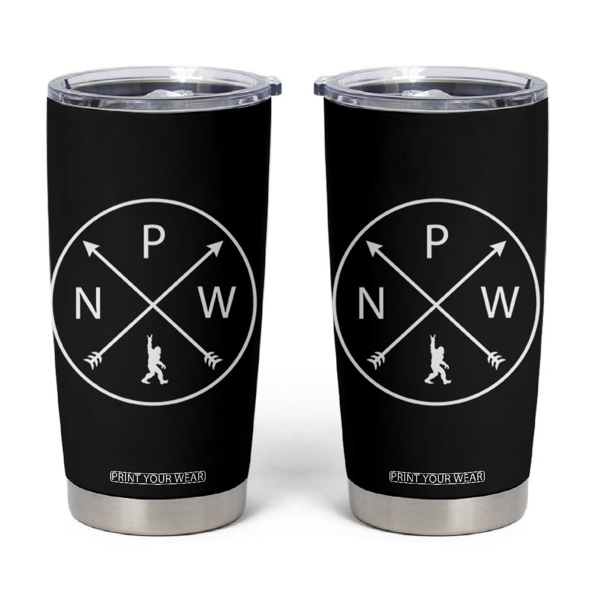 PNW Bigfoot Crossed Arrows Pacific Northwest Pride Tumbler Cup TS12 Black Print Your Wear