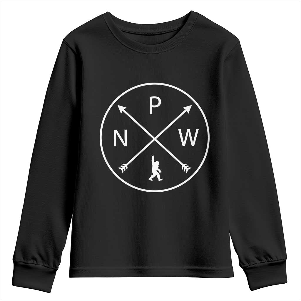 PNW Bigfoot Crossed Arrows Pacific Northwest Pride Youth Sweatshirt TS12 Black Print Your Wear