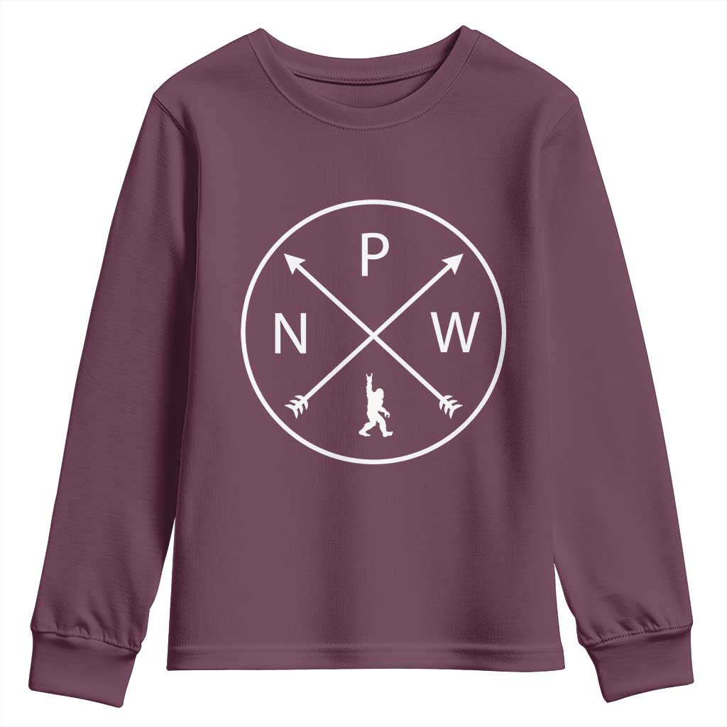PNW Bigfoot Crossed Arrows Pacific Northwest Pride Youth Sweatshirt