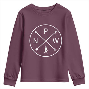 PNW Bigfoot Crossed Arrows Pacific Northwest Pride Youth Sweatshirt
