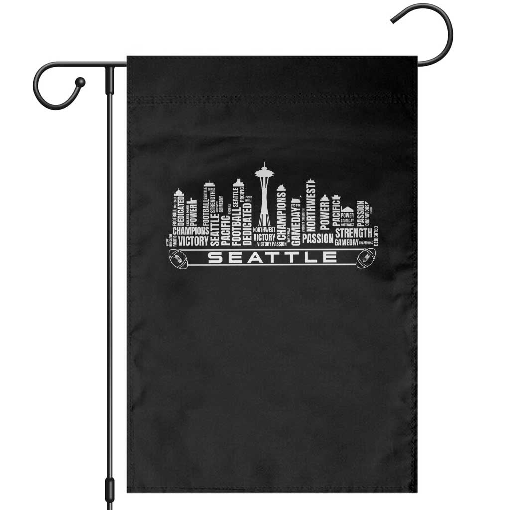 Seattle City Skyline Football Word Cloud Garden Flag Sports Fan Pride TS12 Black Print Your Wear