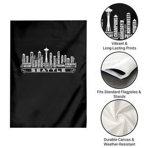 Seattle City Skyline Football Word Cloud Garden Flag Sports Fan Pride