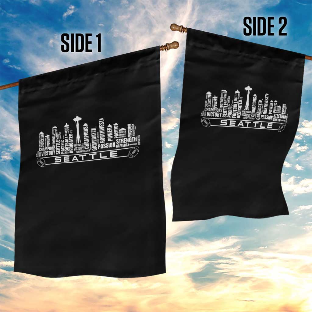 Seattle City Skyline Football Word Cloud Garden Flag Sports Fan Pride