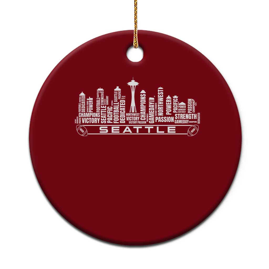 Seattle City Skyline Football Word Cloud Ceramic Ornament Sports Fan Pride TS12 1pc Red Print Your Wear