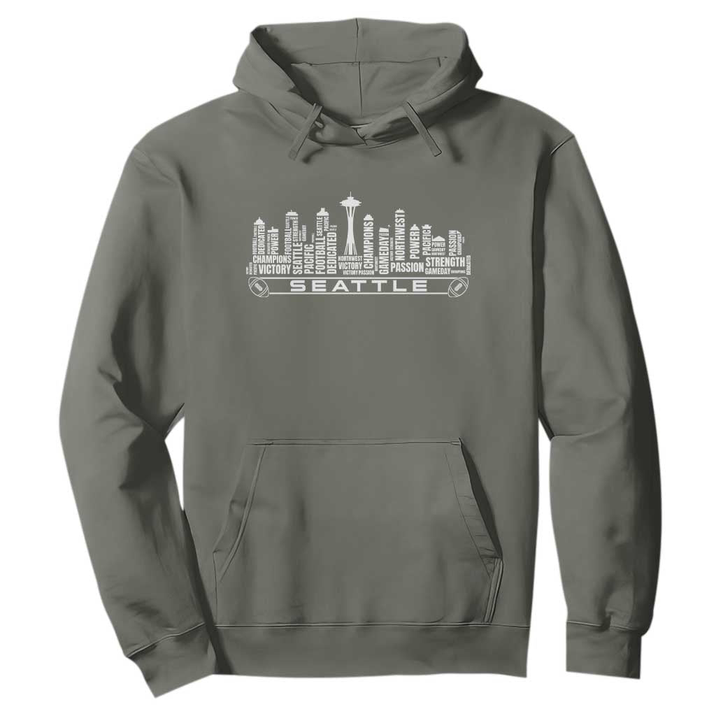 Seattle City Skyline Football Word Cloud Hoodie Sports Fan Pride