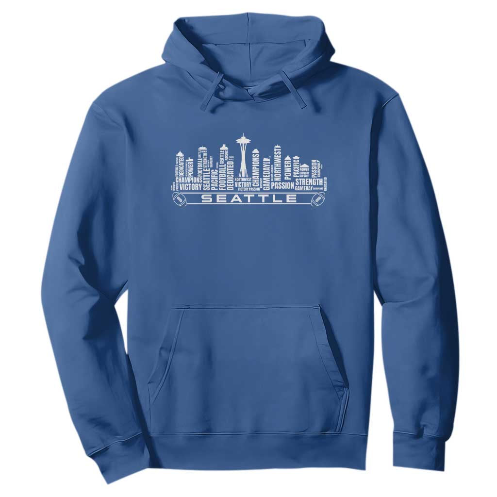 Seattle City Skyline Football Word Cloud Hoodie Sports Fan Pride TS12 Royal Blue Print Your Wear