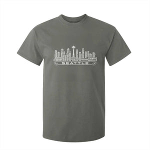 Seattle City Skyline Football Word Cloud T Shirt For Kid Sports Fan Pride