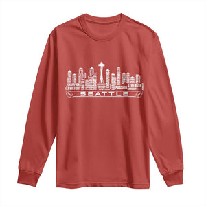 Seattle City Skyline Football Word Cloud Long Sleeve Shirt Sports Fan Pride