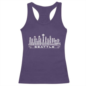 Seattle City Skyline Football Word Cloud Racerback Tank Top Sports Fan Pride