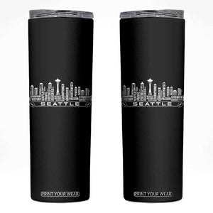 Seattle City Skyline Football Word Cloud Skinny Tumbler Sports Fan Pride