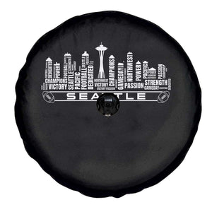 Seattle City Skyline Football Word Cloud Spare Tire Cover Sports Fan Pride