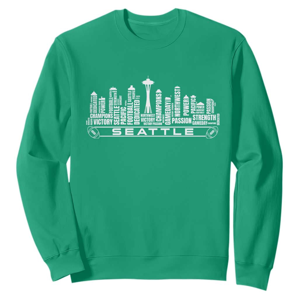 Seattle City Skyline Football Word Cloud Sweatshirt Sports Fan Pride