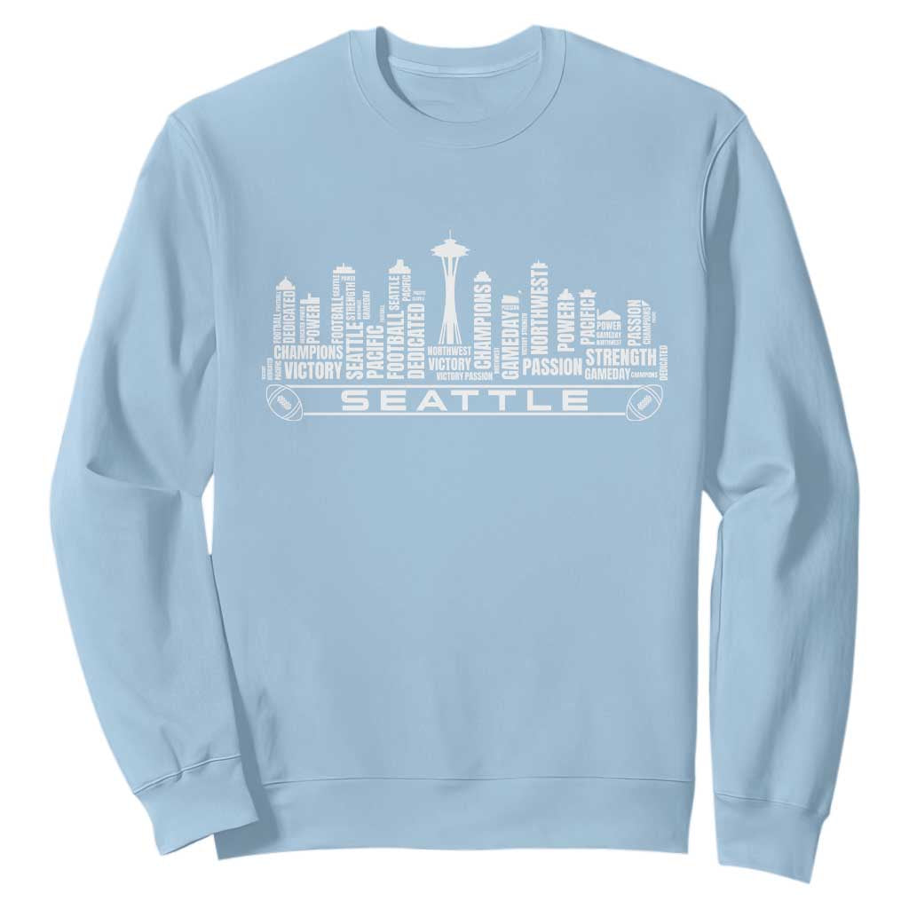 Seattle City Skyline Football Word Cloud Sweatshirt Sports Fan Pride