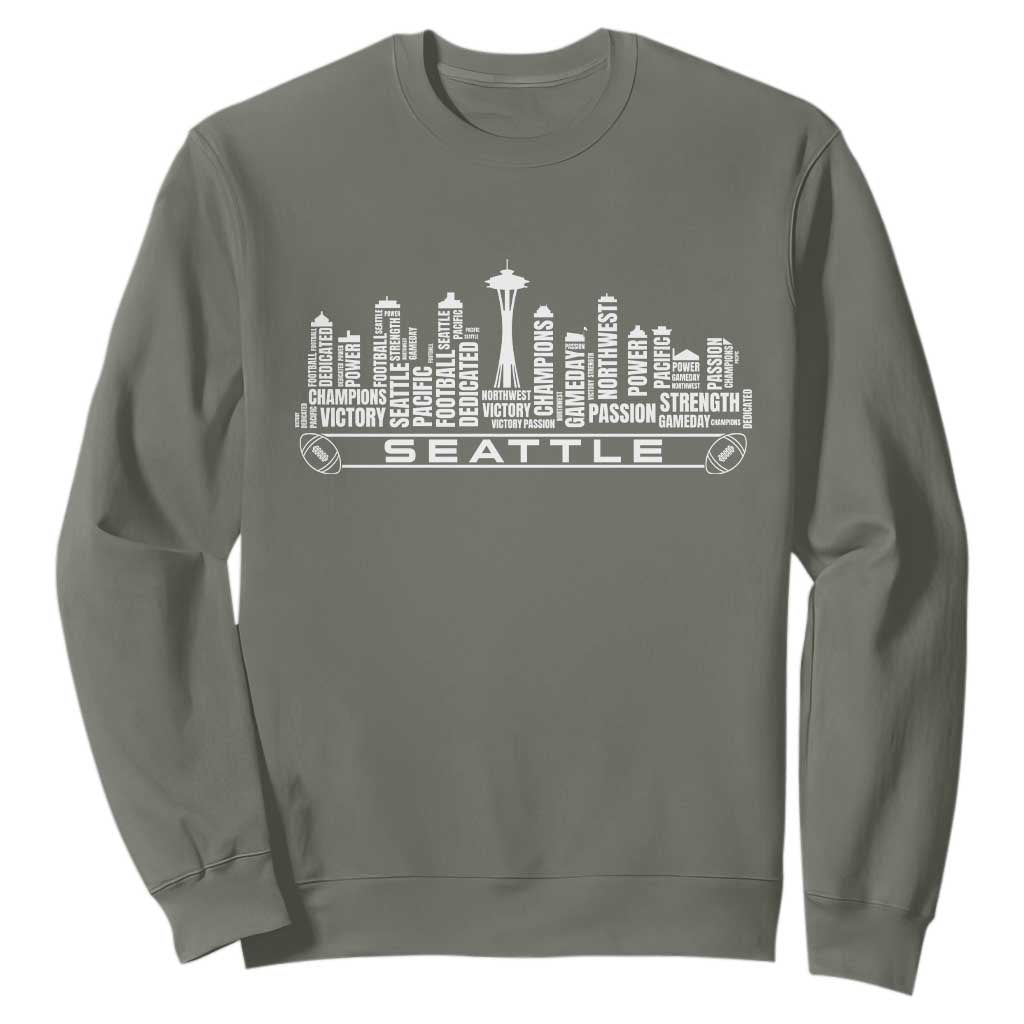 Seattle City Skyline Football Word Cloud Sweatshirt Sports Fan Pride