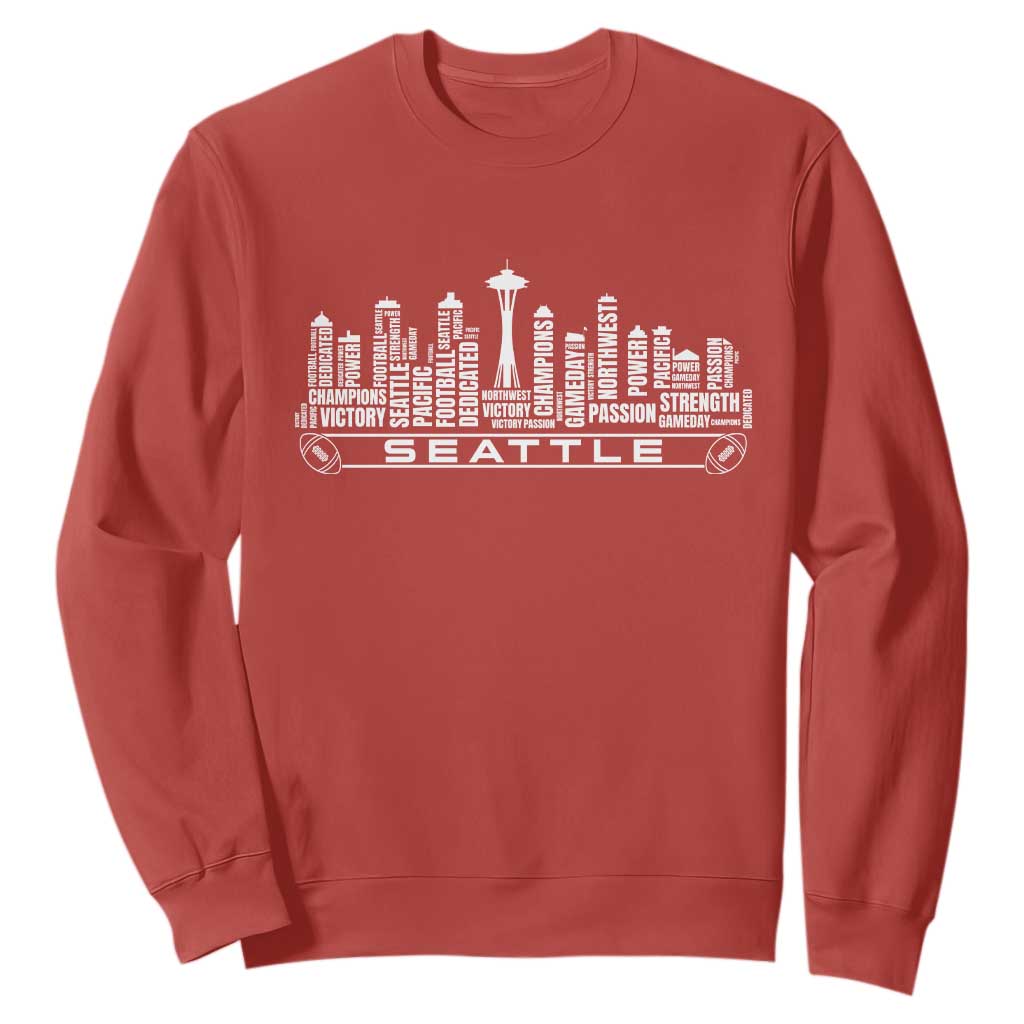 Seattle City Skyline Football Word Cloud Sweatshirt Sports Fan Pride