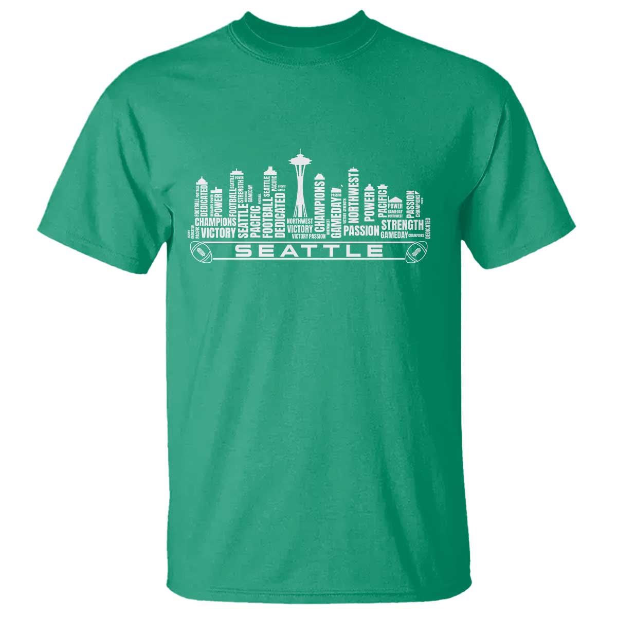 Seattle City Skyline Football Word Cloud T Shirt Sports Fan Pride
