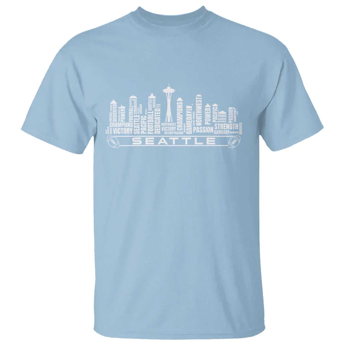Seattle City Skyline Football Word Cloud T Shirt Sports Fan Pride