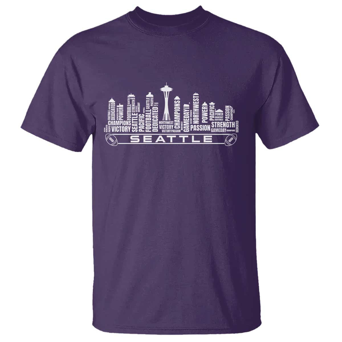 Seattle City Skyline Football Word Cloud T Shirt Sports Fan Pride
