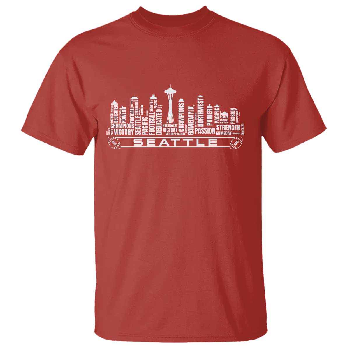Seattle City Skyline Football Word Cloud T Shirt Sports Fan Pride