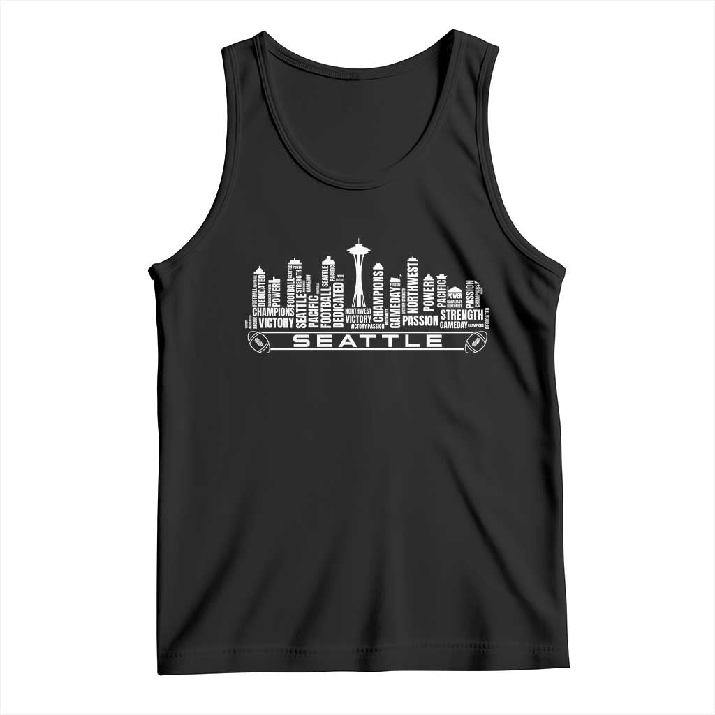 Seattle City Skyline Football Word Cloud Tank Top Sports Fan Pride TS12 Black Print Your Wear