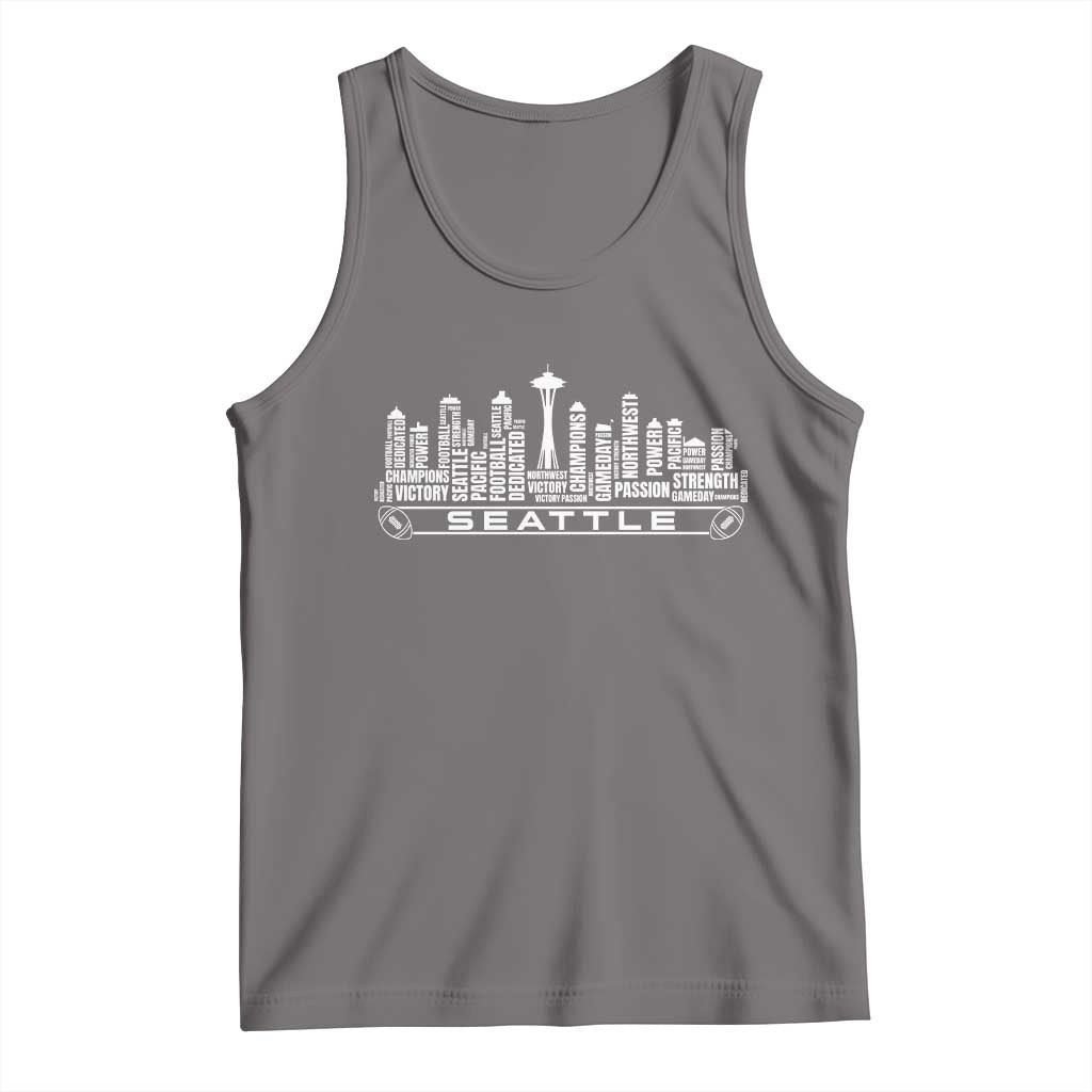 Seattle City Skyline Football Word Cloud Tank Top Sports Fan Pride
