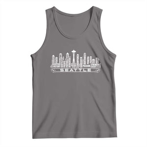 Seattle City Skyline Football Word Cloud Tank Top Sports Fan Pride