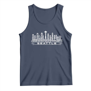 Seattle City Skyline Football Word Cloud Tank Top Sports Fan Pride