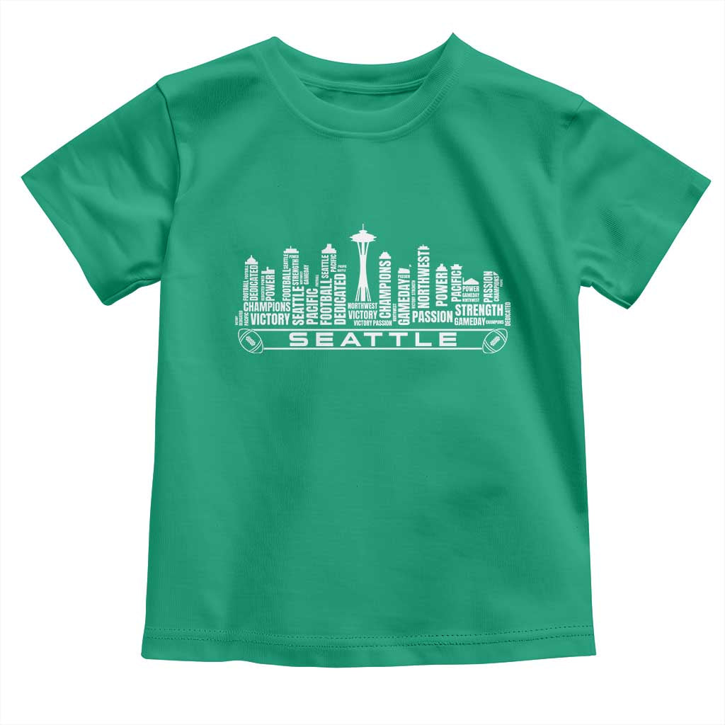 Seattle City Skyline Football Word Cloud Toddler T Shirt Sports Fan Pride