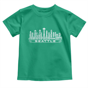 Seattle City Skyline Football Word Cloud Toddler T Shirt Sports Fan Pride