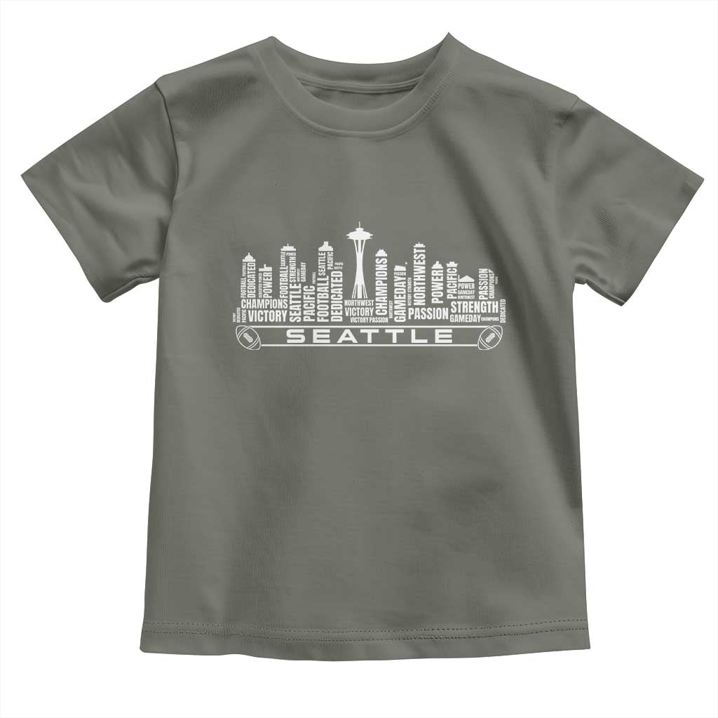 Seattle City Skyline Football Word Cloud Toddler T Shirt Sports Fan Pride