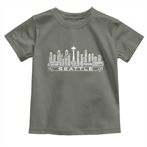 Seattle City Skyline Football Word Cloud Toddler T Shirt Sports Fan Pride