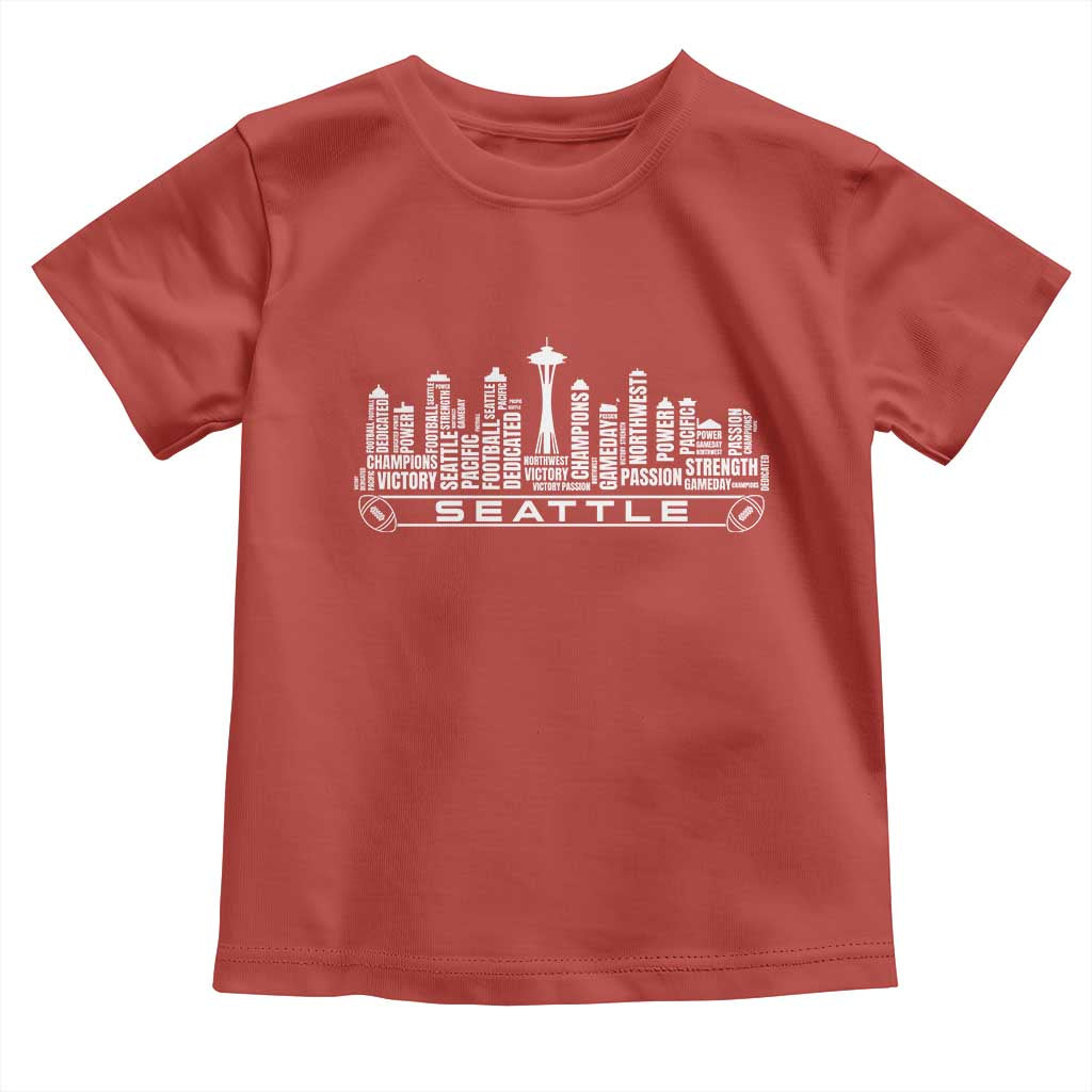 Seattle City Skyline Football Word Cloud Toddler T Shirt Sports Fan Pride