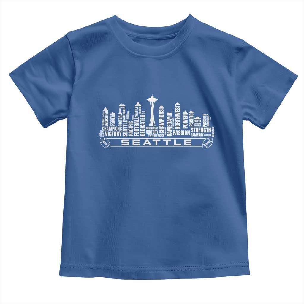 Seattle City Skyline Football Word Cloud Toddler T Shirt Sports Fan Pride TS12 Royal Blue Print Your Wear