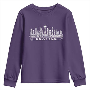 Seattle City Skyline Football Word Cloud Youth Sweatshirt Sports Fan Pride