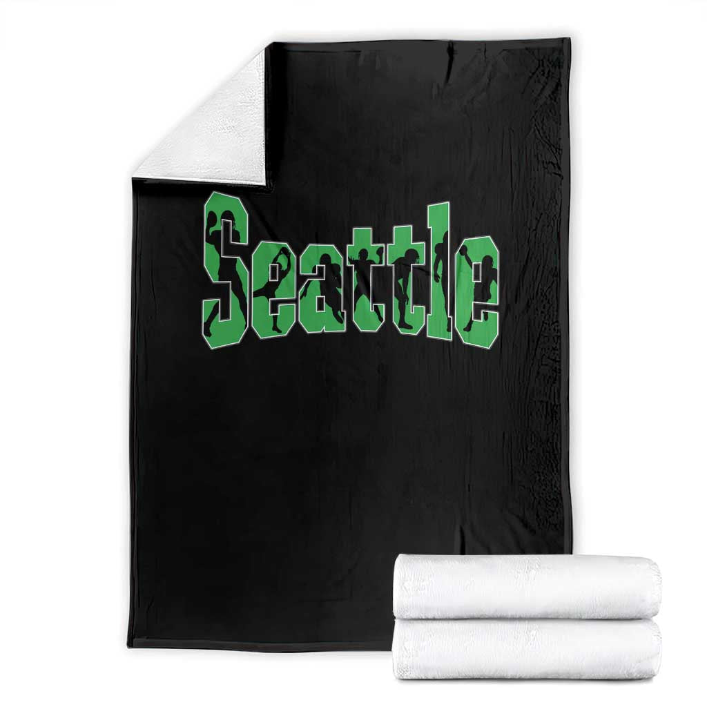 Seattle Sports Player Silhouette Throw Blanket Gift For Football Lovers TS12 Black Print Your Wear