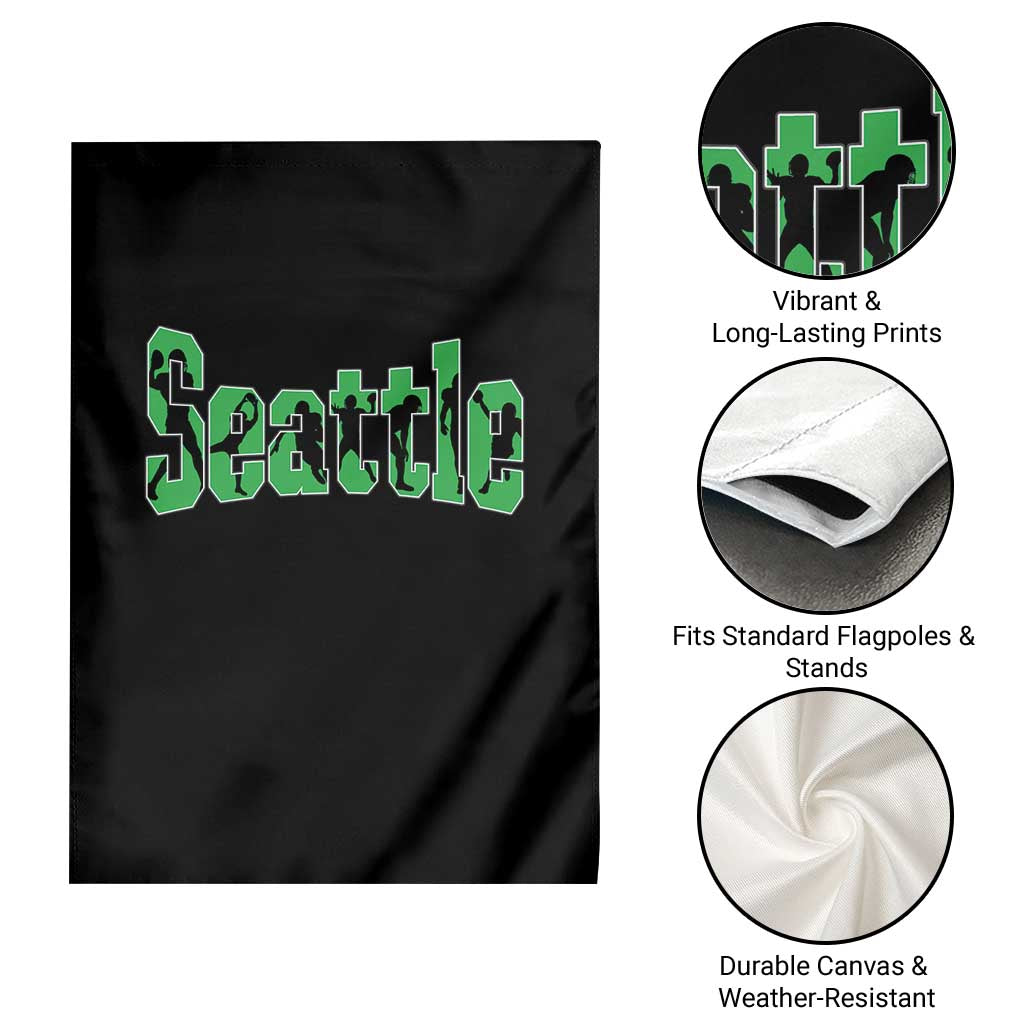 Seattle Sports Player Silhouette Garden Flag Gift For Football Lovers