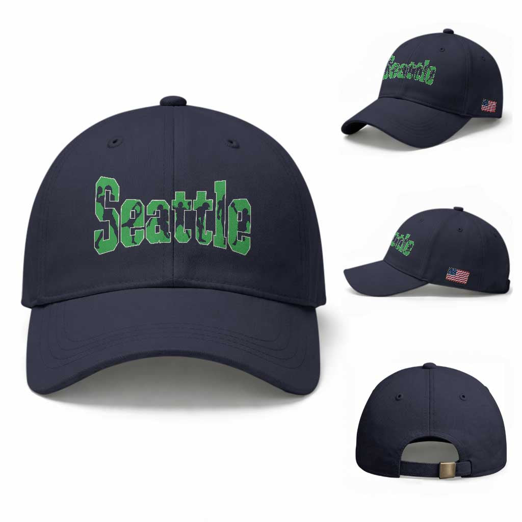 Seattle Sports Player Silhouette Baseball Cap Gift For Football Lovers