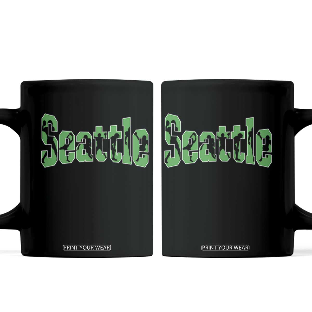 Seattle Sports Player Silhouette Coffee Mug Gift For Football Lovers TS12 Black Print Your Wear