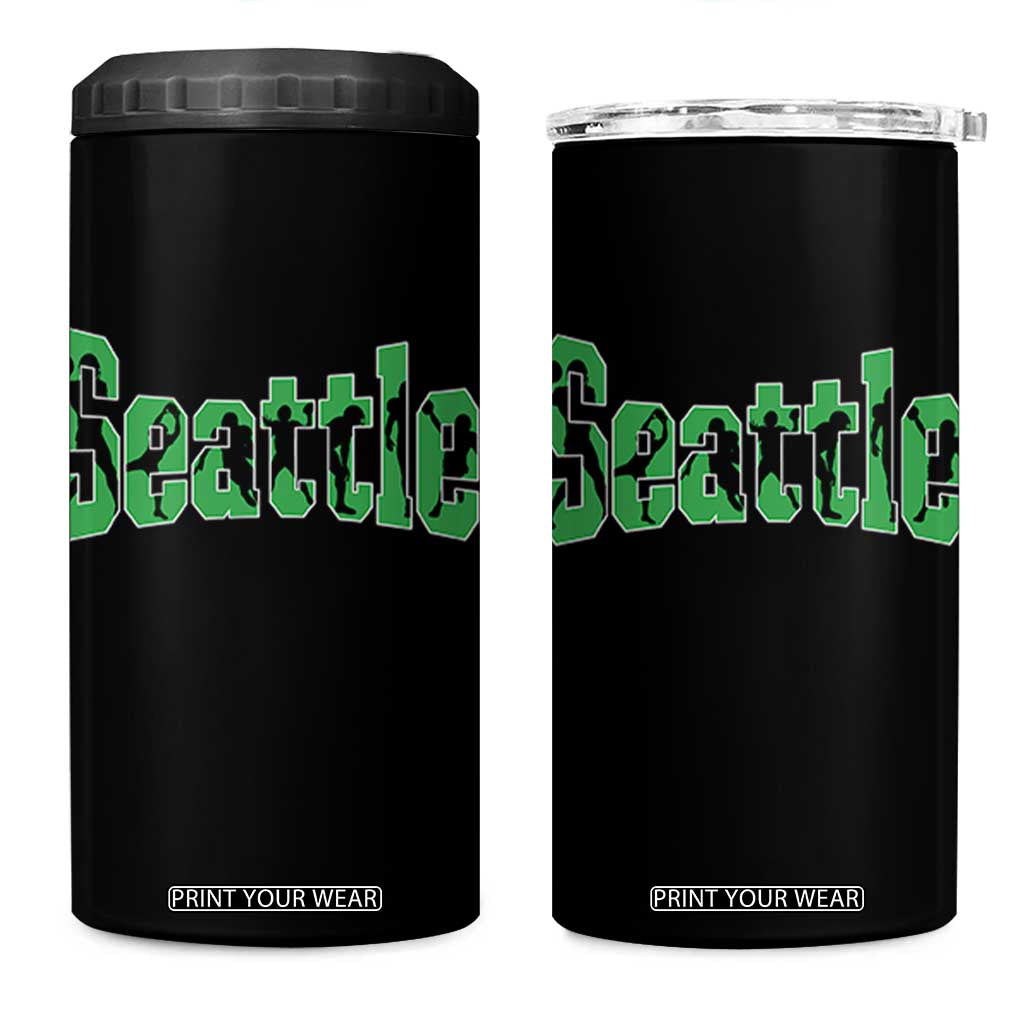 Seattle Sports Player Silhouette 4 in 1 Can Cooler Tumbler Gift For Football Lovers TS12 One Size: 16 oz Black Print Your Wear