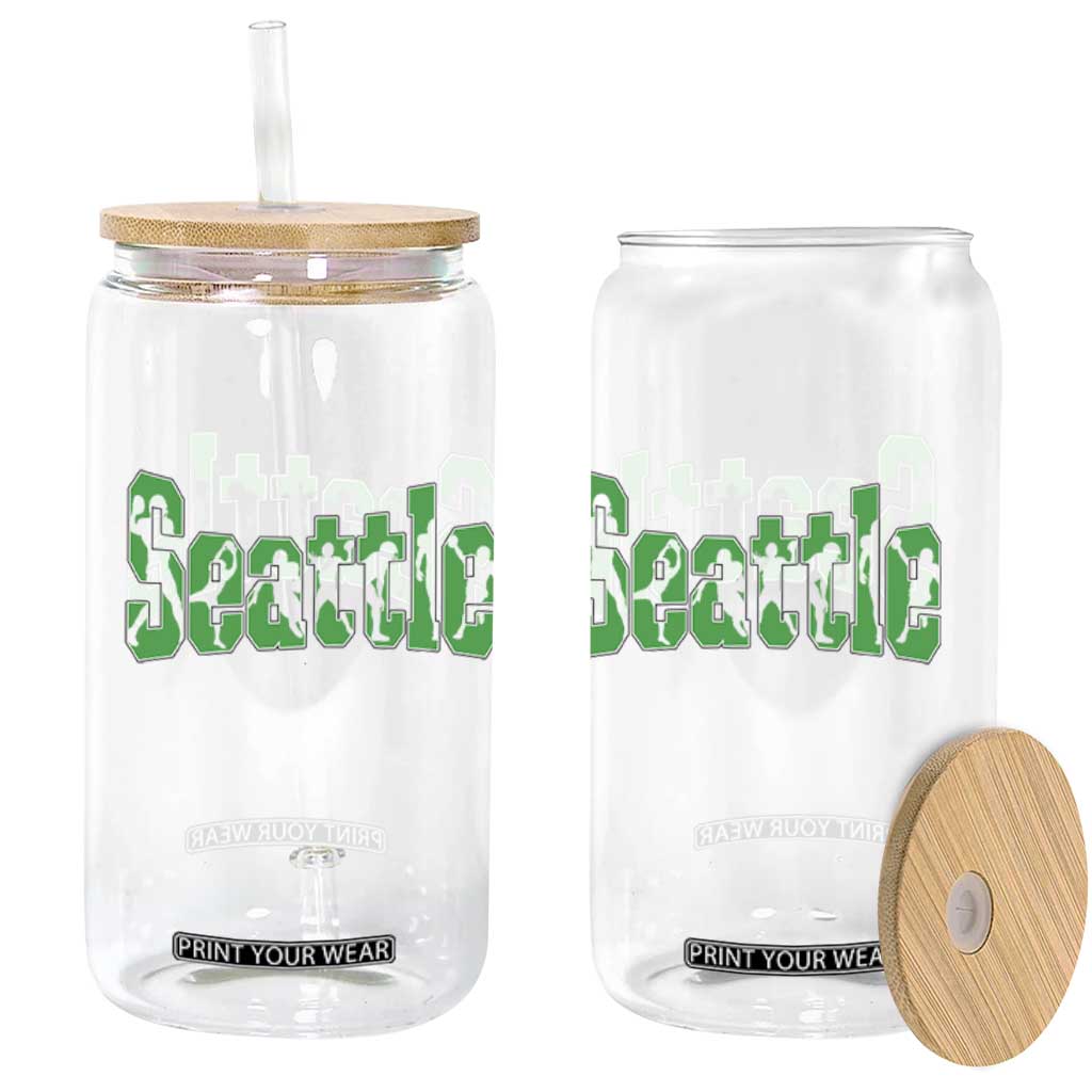 Seattle Sports Player Silhouette Glass Can Gift For Football Lovers