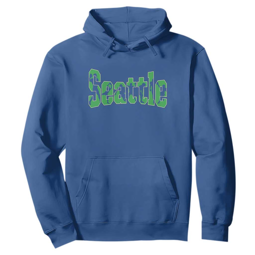 Seattle Sports Player Silhouette Hoodie Gift For Football Lovers TS12 Royal Blue Print Your Wear