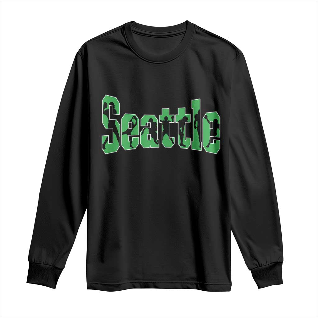 Seattle Sports Player Silhouette Long Sleeve Shirt Gift For Football Lovers