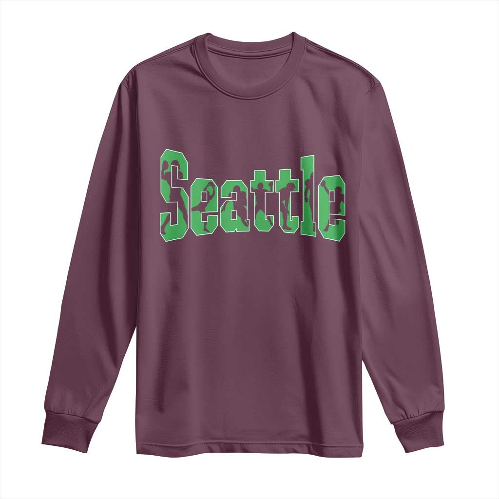 Seattle Sports Player Silhouette Long Sleeve Shirt Gift For Football Lovers