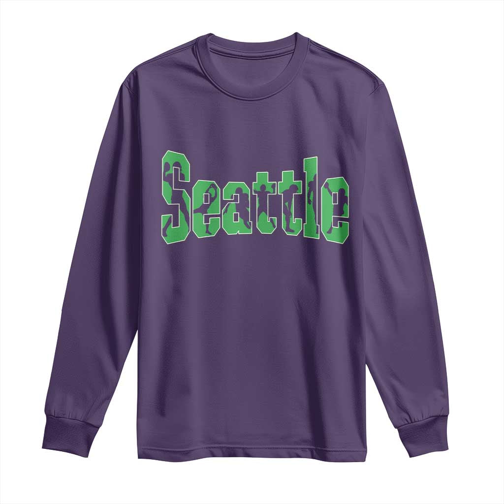 Seattle Sports Player Silhouette Long Sleeve Shirt Gift For Football Lovers
