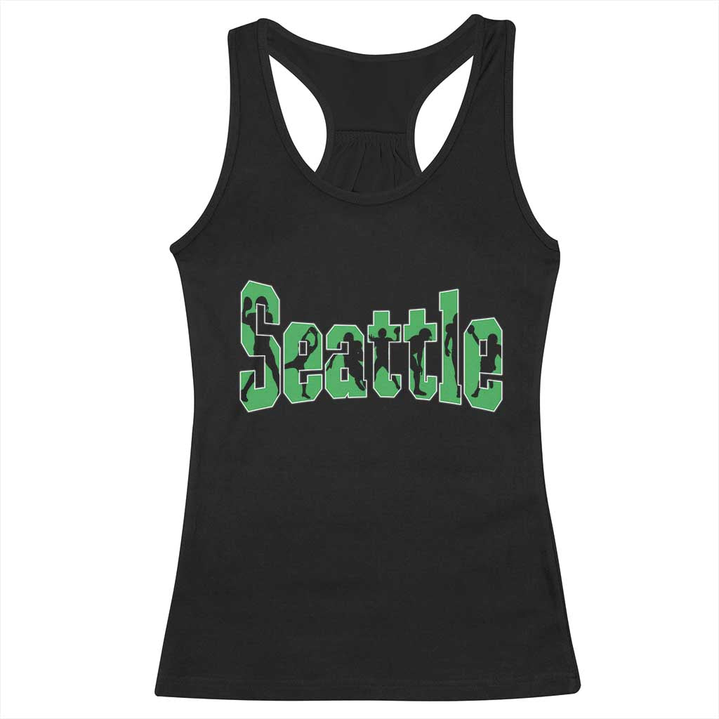 Seattle Sports Player Silhouette Racerback Tank Top Gift For Football Lovers